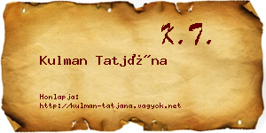 Kulman Tatjána névjegykártya